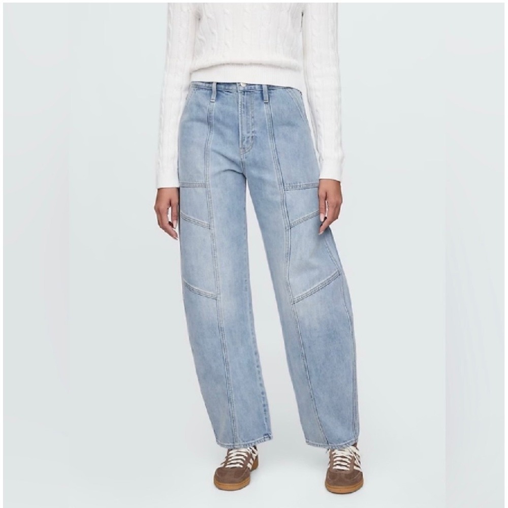 Gap Barrel High Rise Light Indigo Seamed High Rise Denim Blue 27